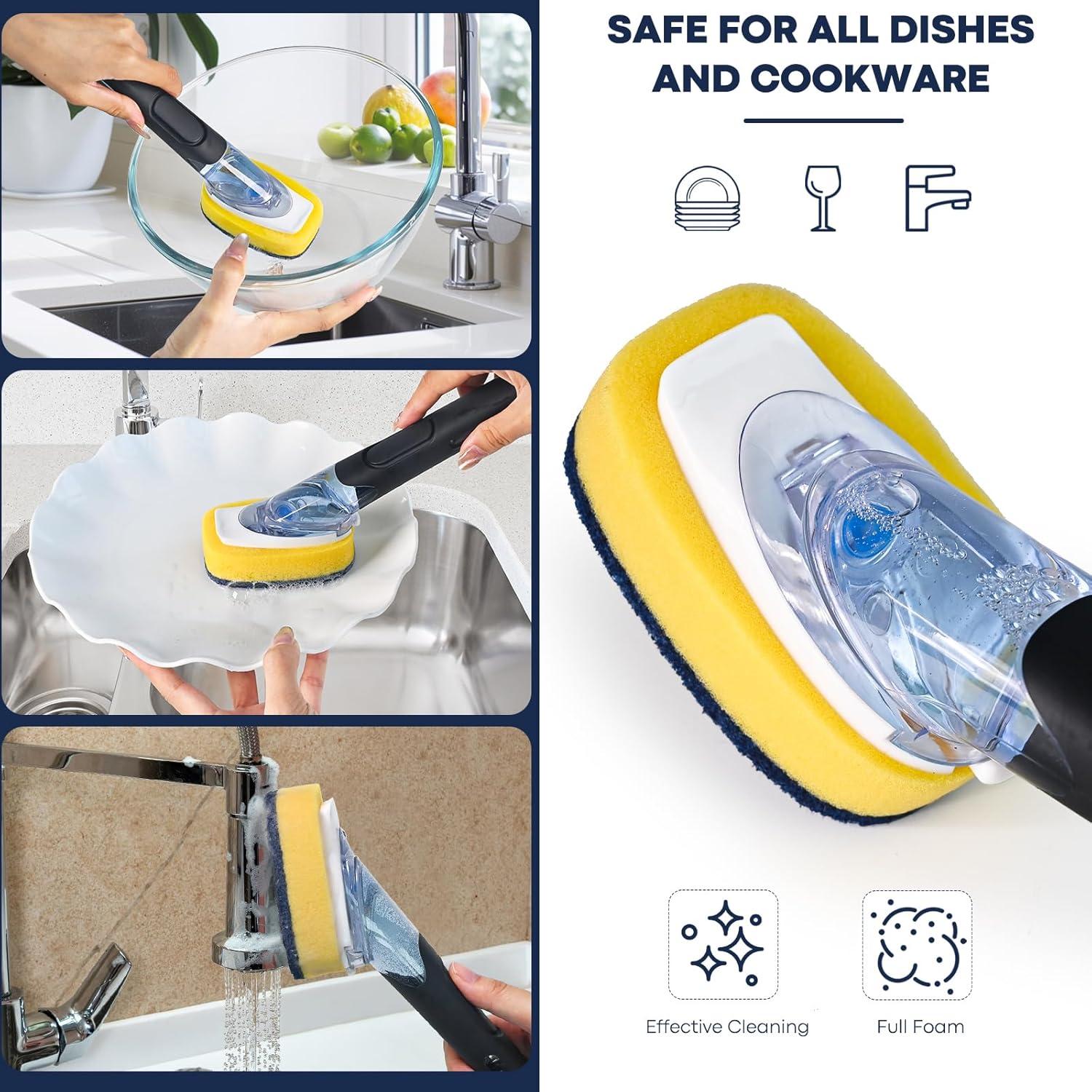 Juego de cepillo para platos RIMAY con dispensador de jabón y 2 recargas