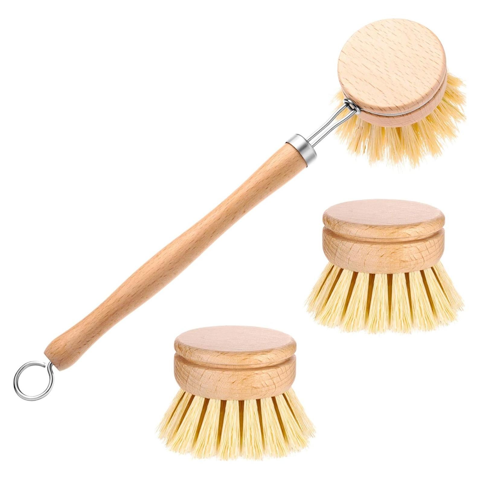 Cepillo de Platos Boao Natural con Mango de Madera y 2 Repuestos