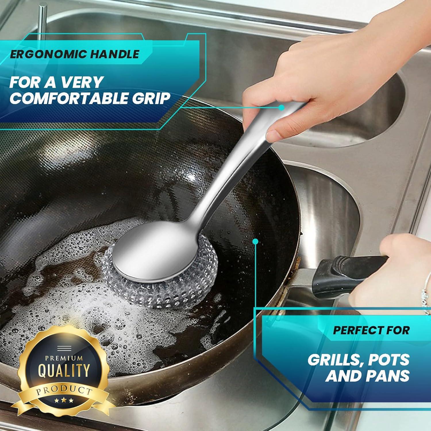 Juego de cepillos de fregado LUMAI con estropajos de acero 348g