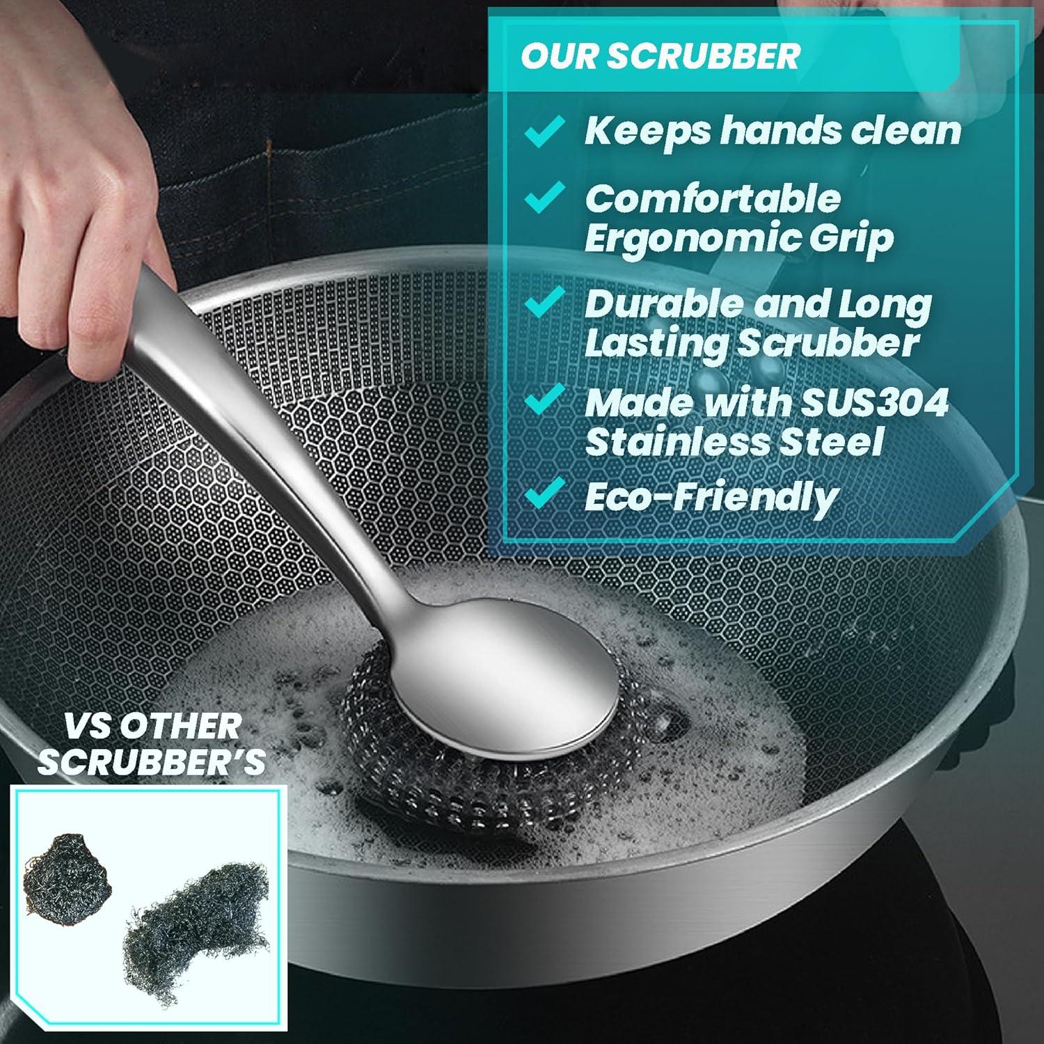 Juego de cepillos de fregado LUMAI con estropajos de acero 348g