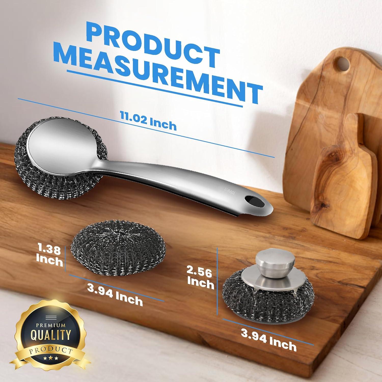 Juego de cepillos de fregado LUMAI con estropajos de acero 348g