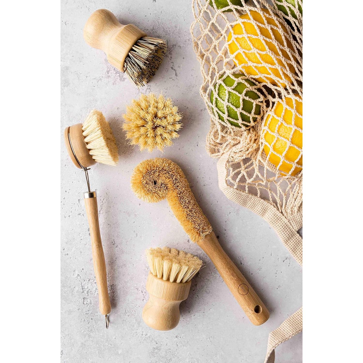 Juego de Cepillos de Platos Ecológicos ARYA - 4 Piezas con Repuesto