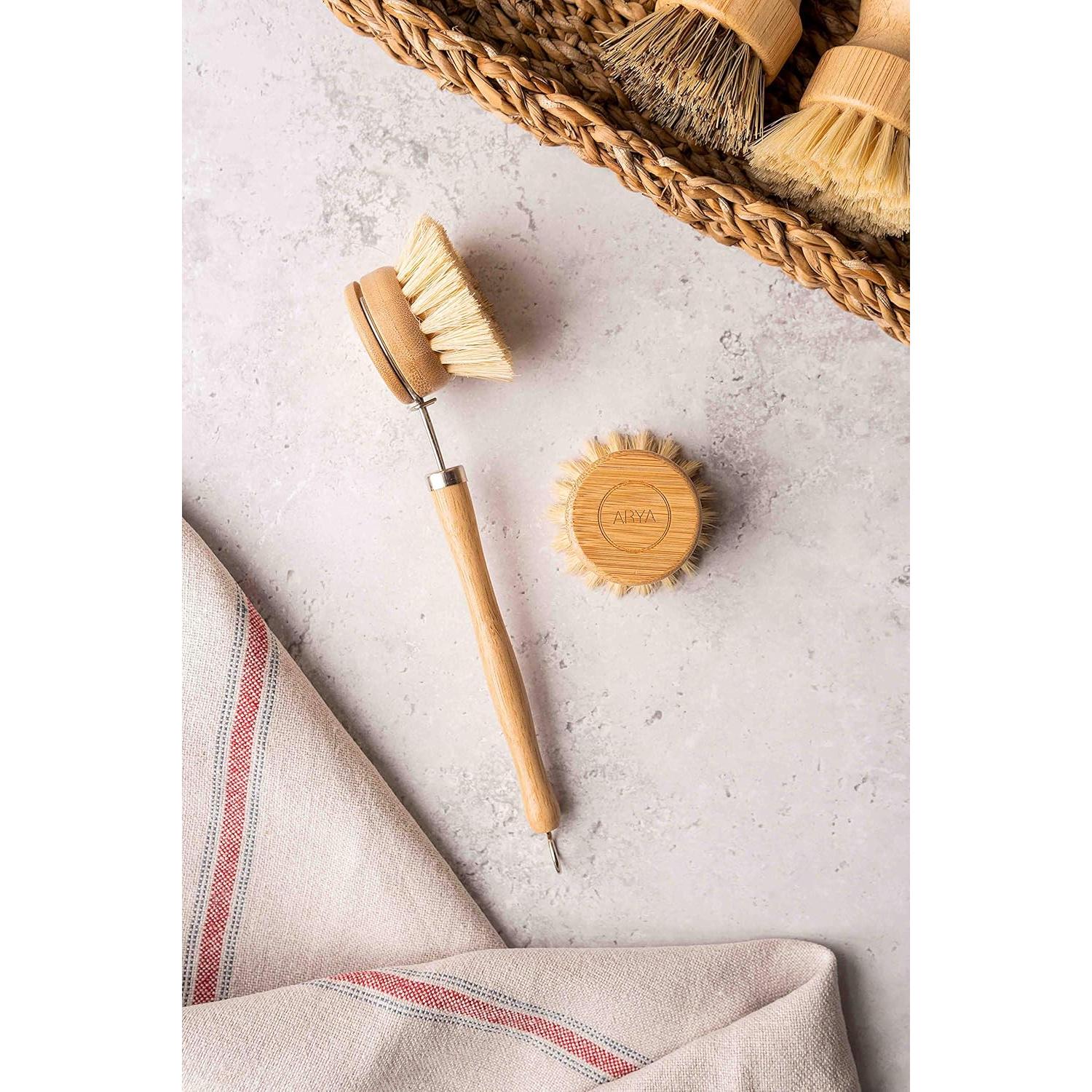 Juego de Cepillos de Platos Ecológicos ARYA - 4 Piezas con Repuesto