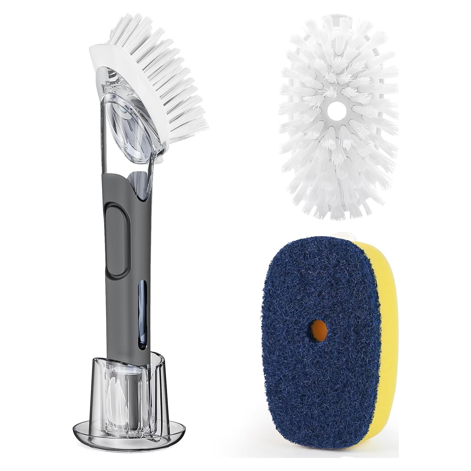 Juego de Cepillo para Platos RIMAY con Dispensador de Jabón y 2 Recambios