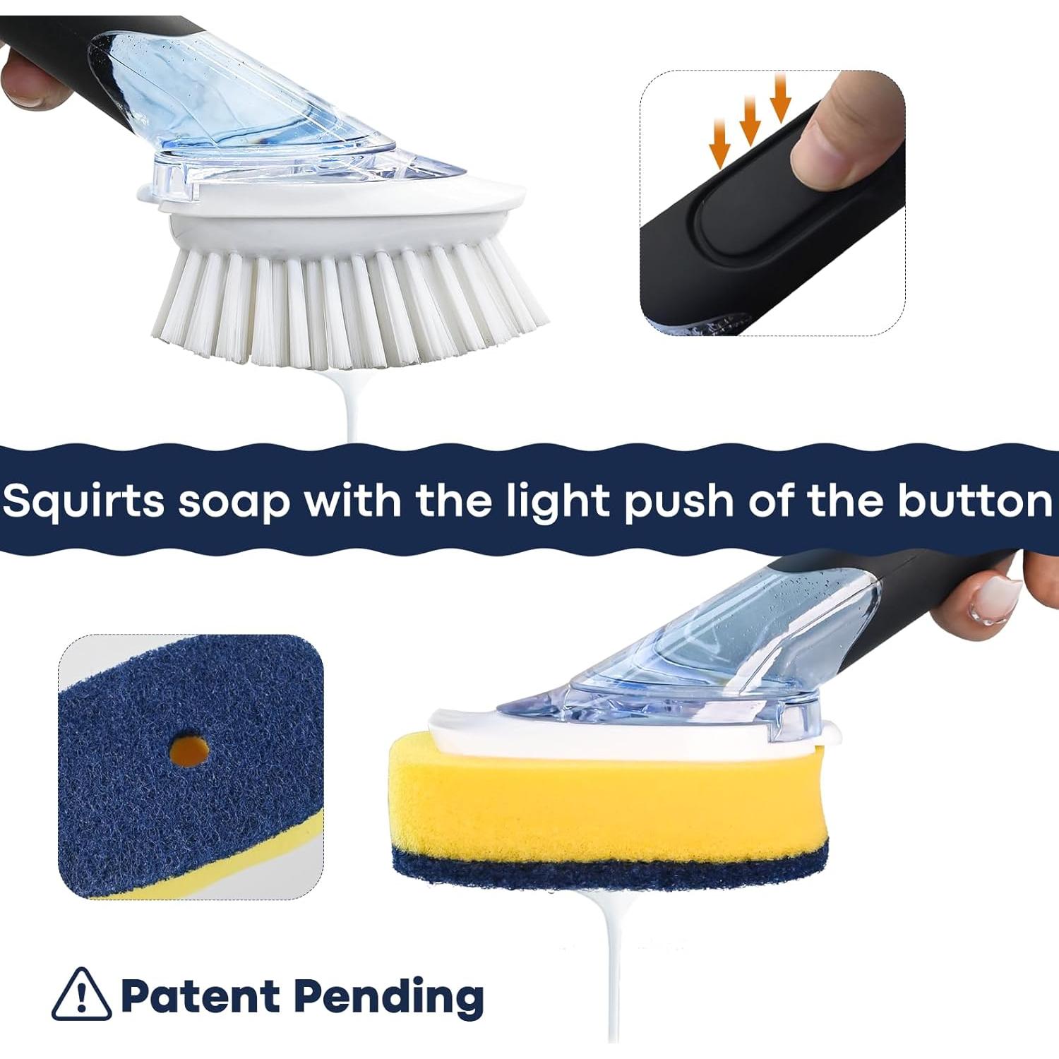 Juego de Cepillo para Platos RIMAY con Dispensador de Jabón y 2 Recambios