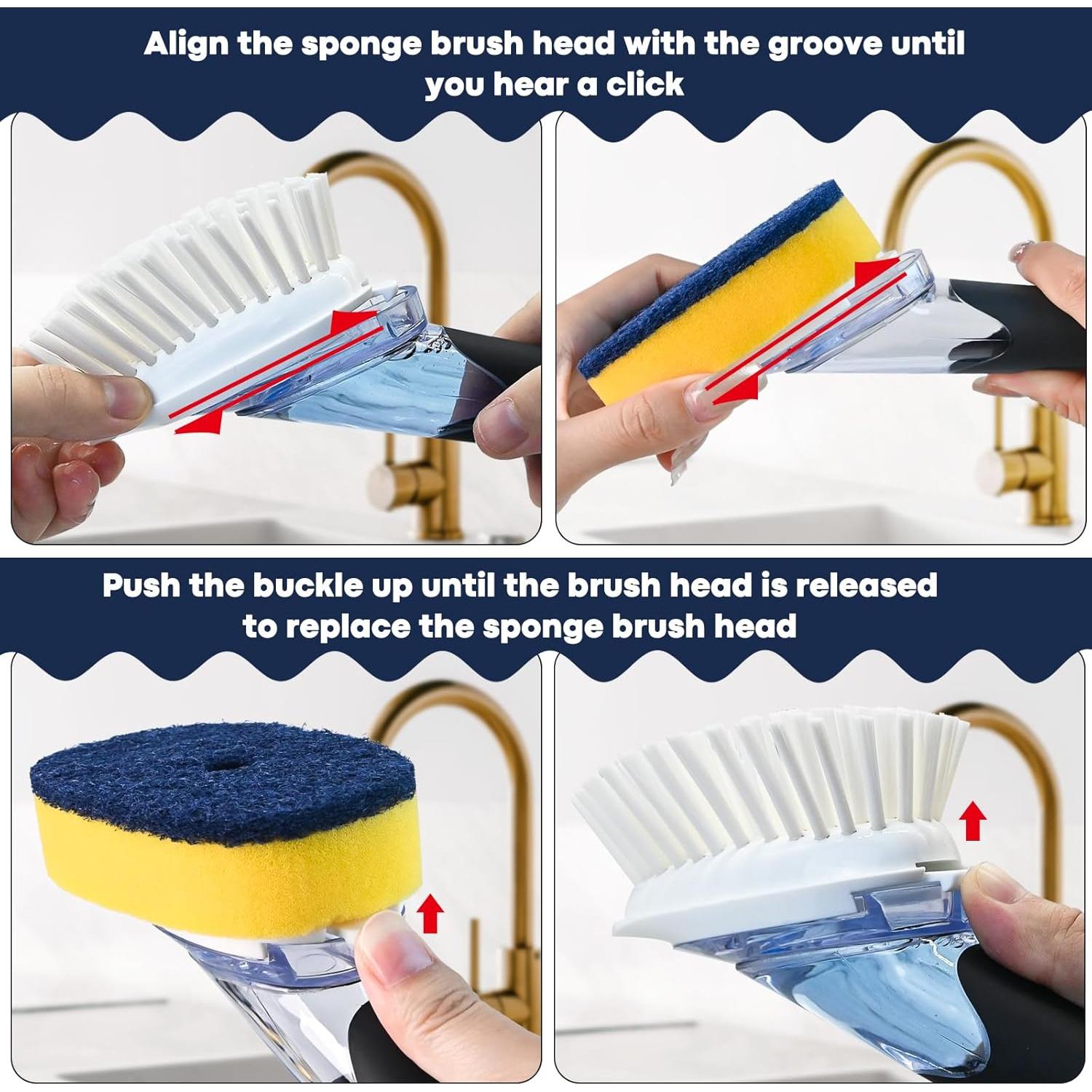 Juego de Cepillo para Platos RIMAY con Dispensador de Jabón y 2 Recambios