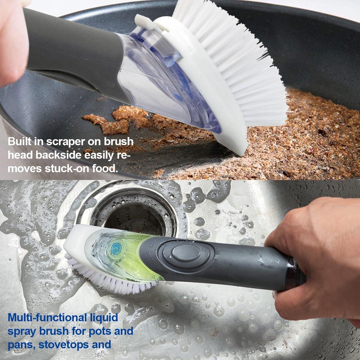 Cepillo de Platos CELOX con Dispensador de Jabón - Gris