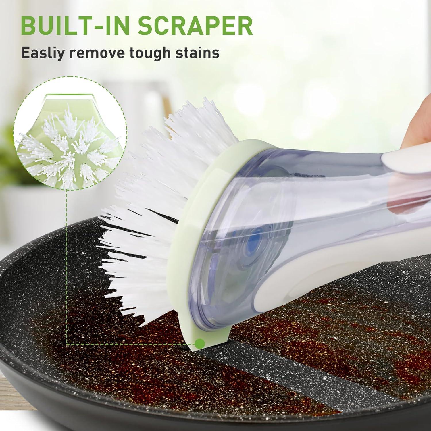 Cepillo de Platos Pamrack con Dispensador de Jabón y 4 Recambios