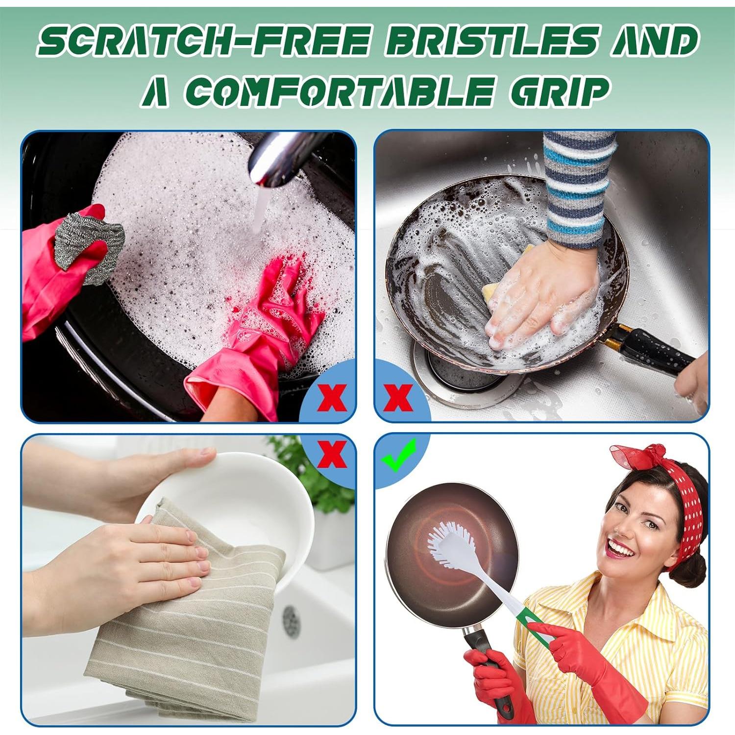 Hsei 20 Pcs Cepillos de Cocina Antideslizantes 28 cm Azul Verde