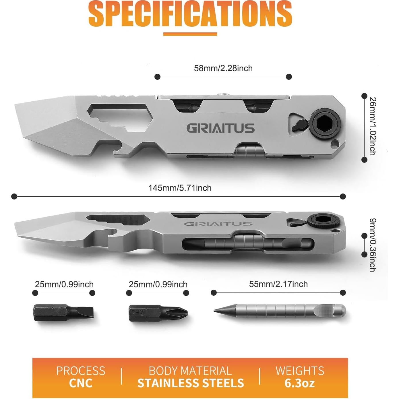 Multiherramienta EDC GIRIAITUS con Destornillador y Bolígrafos