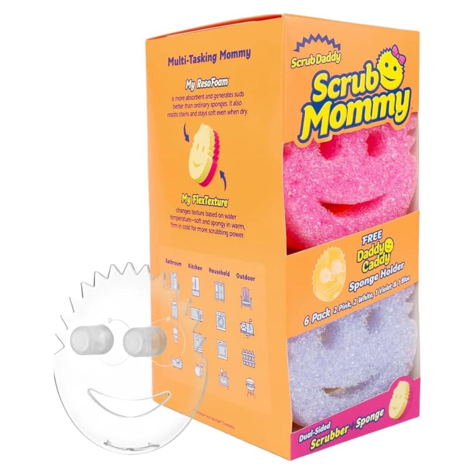 Esponjas de Cocina Scrub Daddy 6ct + Soporte Daddy Caddy