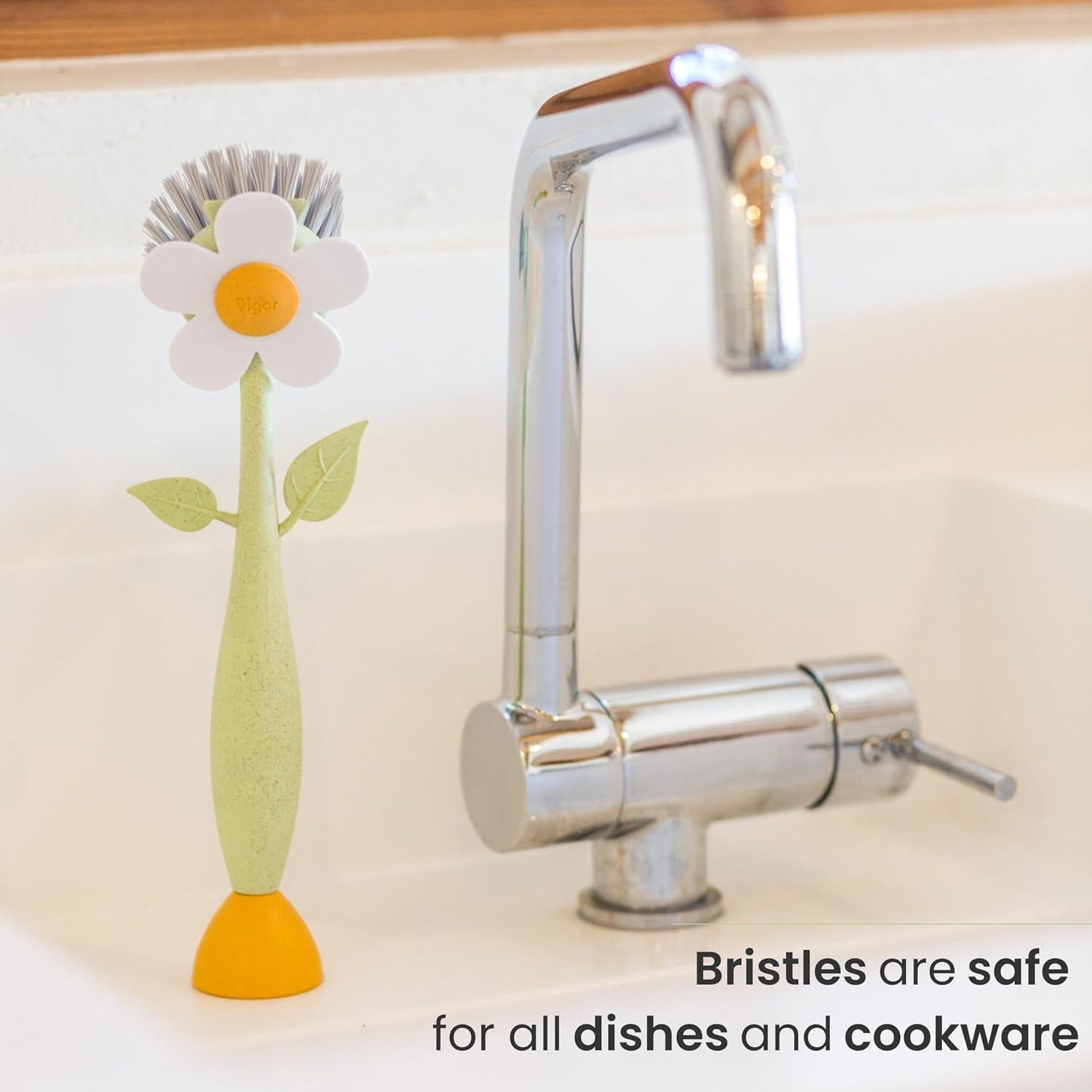 Cepillo de Platos Vigar Florganic con Soporte y Mango Ergonomico