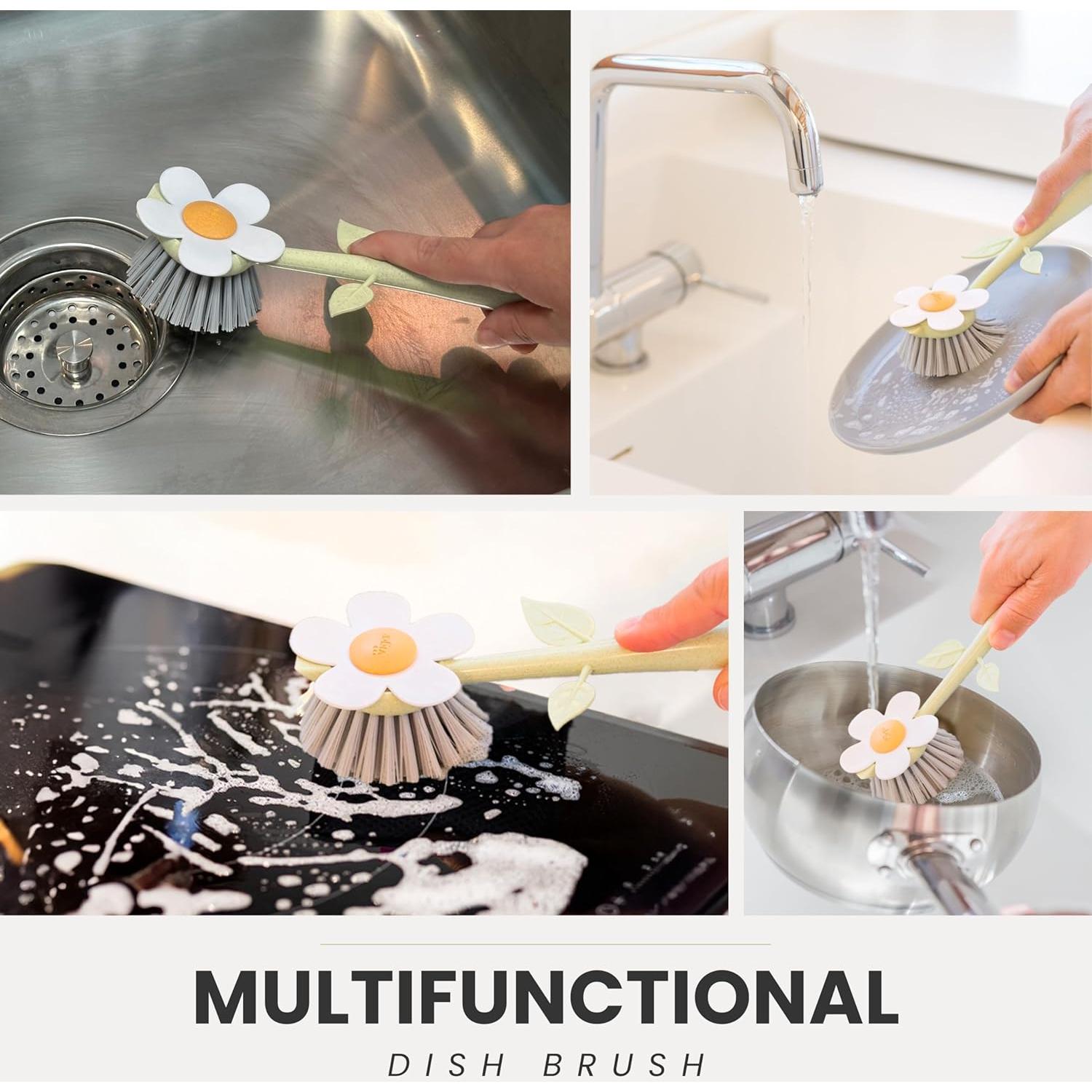 Cepillo de Platos Vigar Florganic con Soporte y Mango Ergonomico