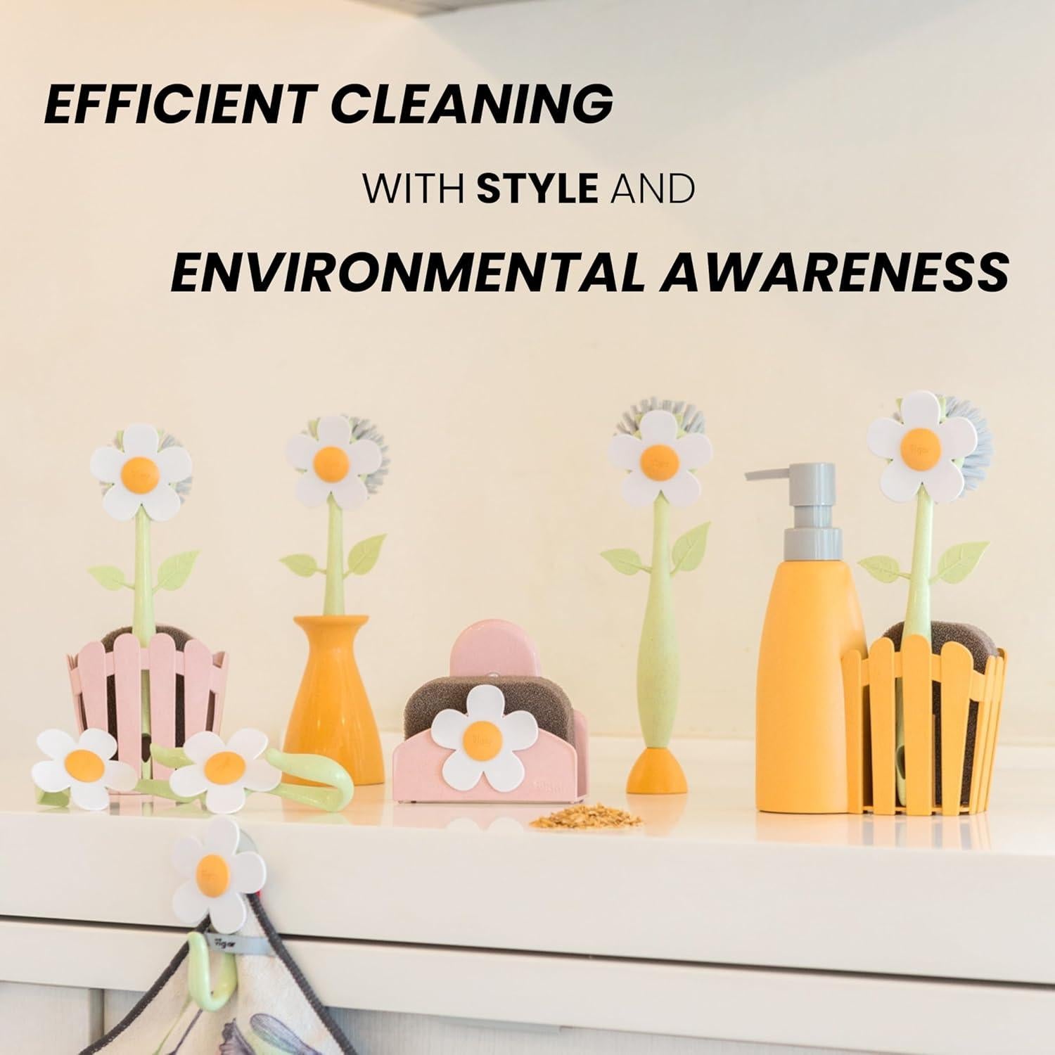 Cepillo de Platos Vigar Florganic con Soporte y Mango Ergonomico