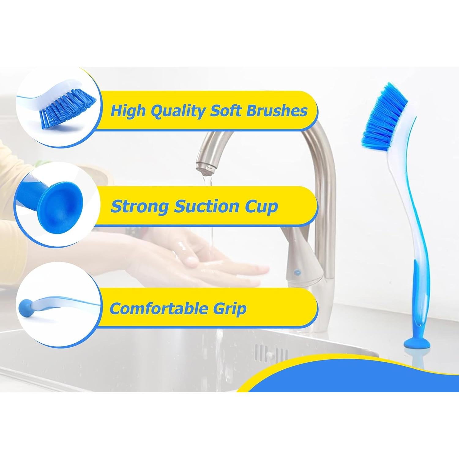 Set de 3 Cepillos de Cocina ZUVO con Mango Largo y Ventosa