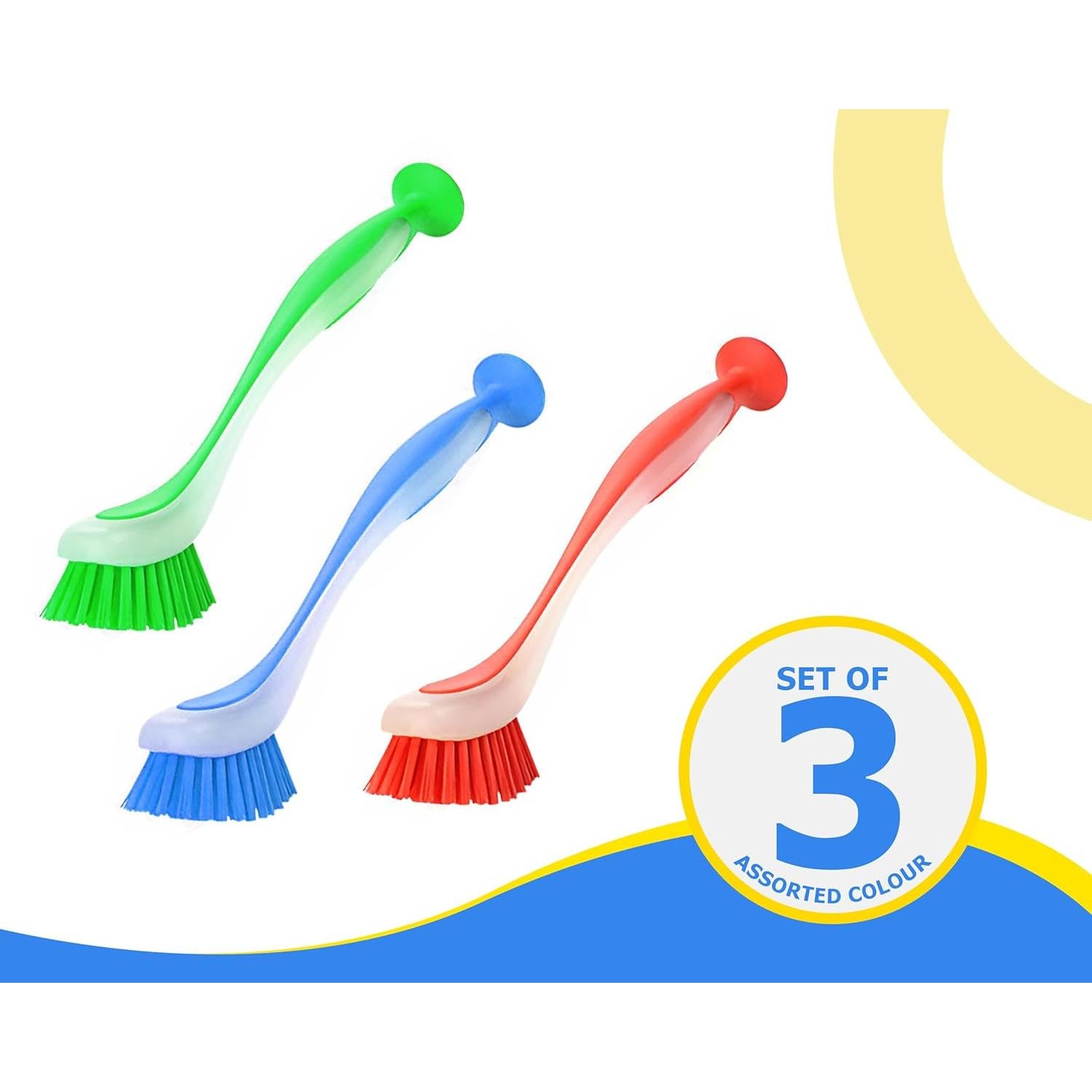 Set de 3 Cepillos de Cocina ZUVO con Mango Largo y Ventosa