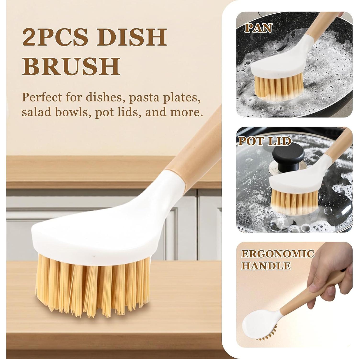 Juego de 8 Cepillos de Cocina Holylofty - Mango Largo y Palma