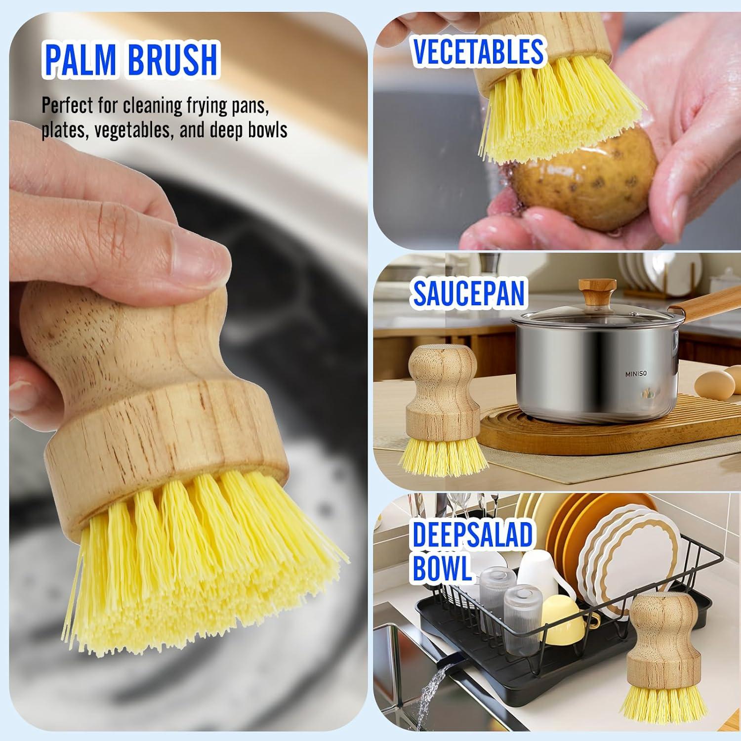 Juego de 8 Cepillos de Cocina Holylofty - Mango Largo y Palma