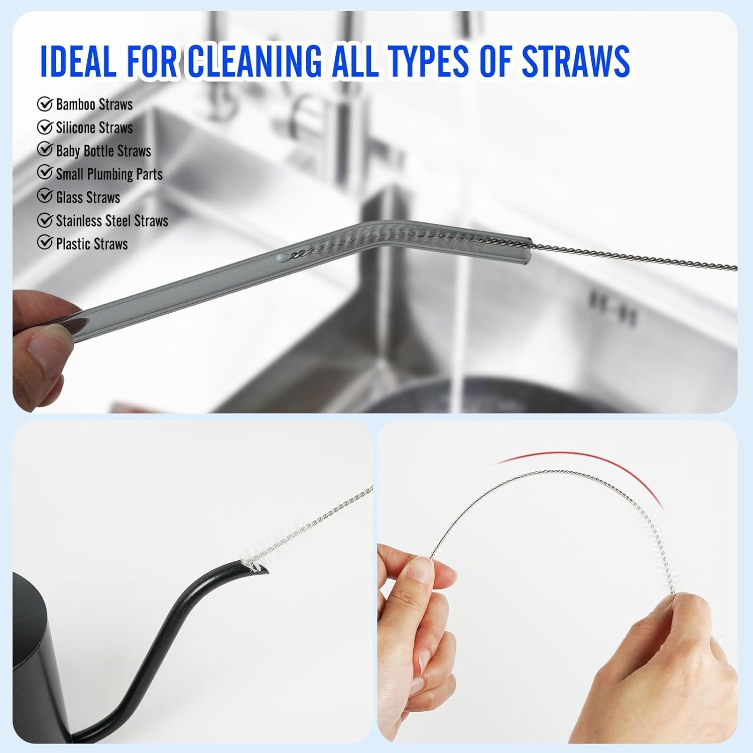 Juego de 8 Cepillos de Cocina Holylofty - Mango Largo y Palma