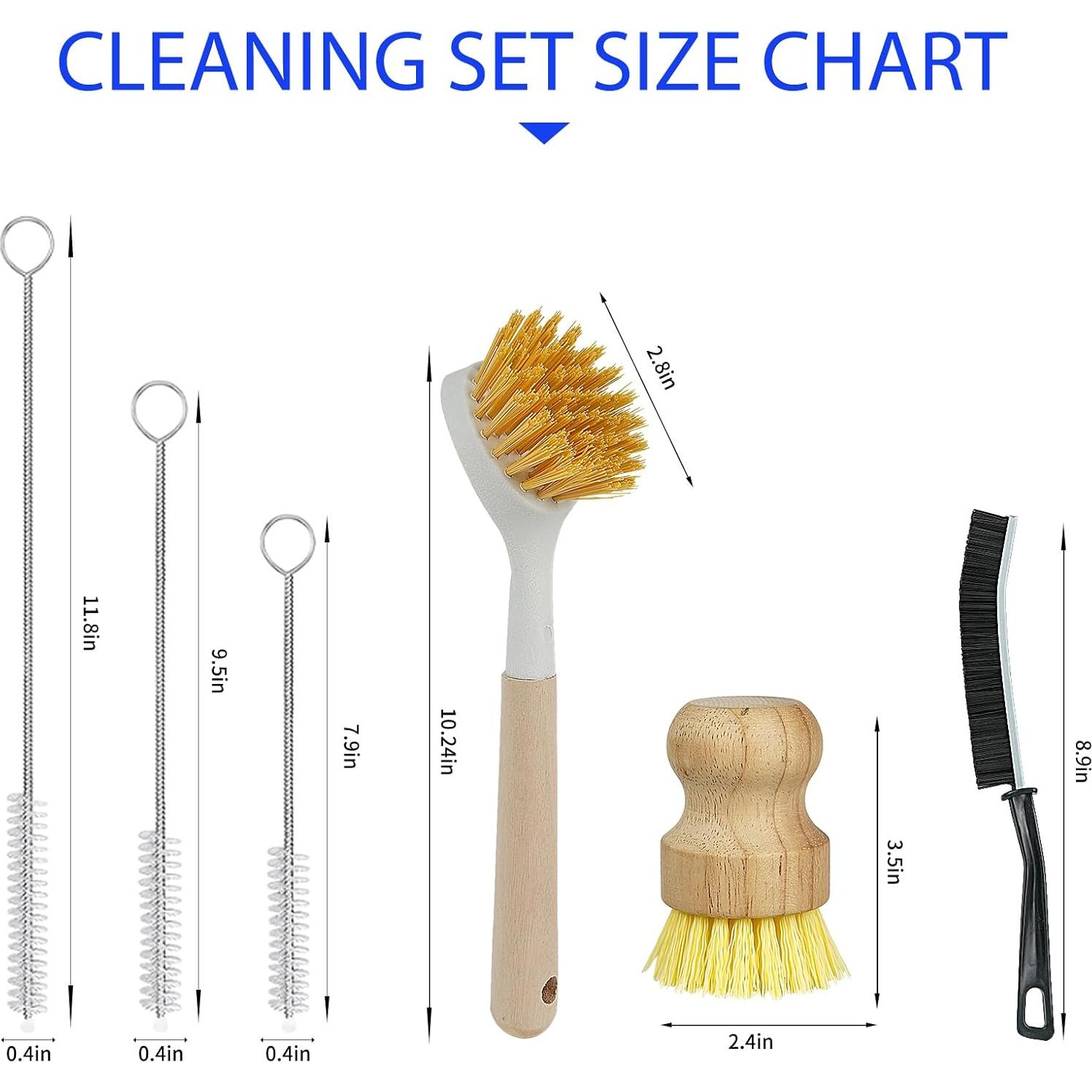 Juego de 8 Cepillos de Cocina Holylofty - Mango Largo y Palma