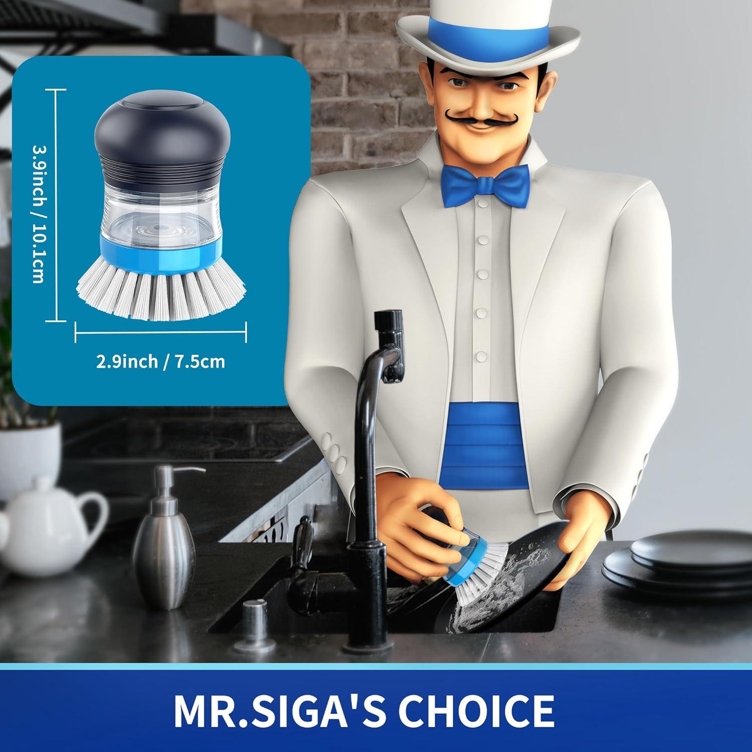 Cepillo de Palma con Dispensador de Jabón MR.SIGA - Azul Marino