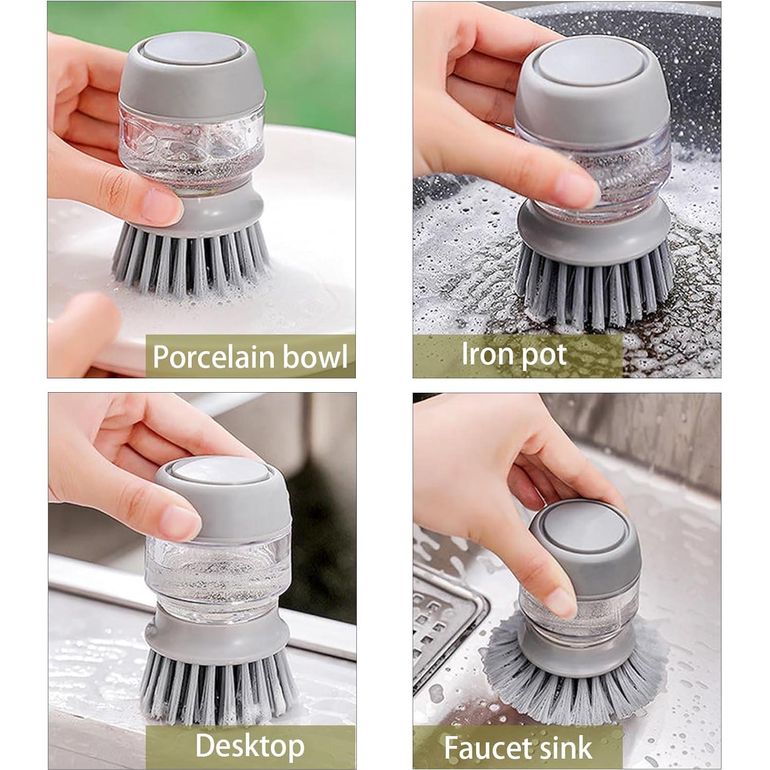 Dispensador de Jabón UGWKivd con Cepillo y Soporte - Gris