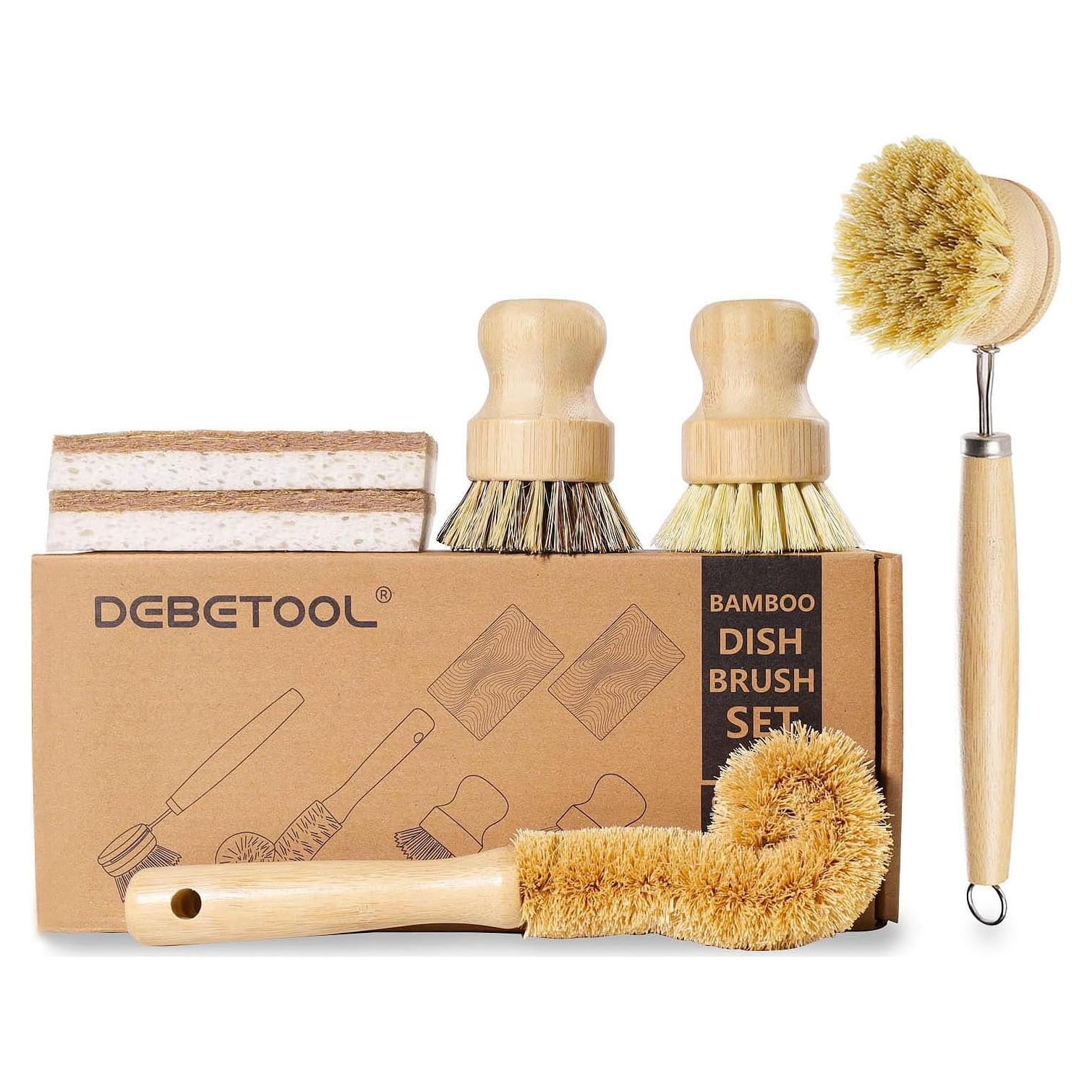 Juego de cepillos de limpieza DEBETOOL 6 piezas de bambú