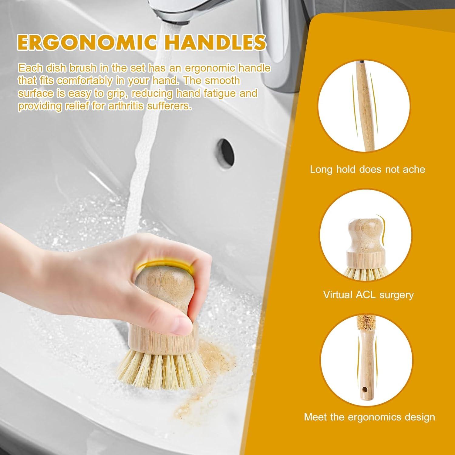 Juego de cepillos de limpieza DEBETOOL 6 piezas de bambú