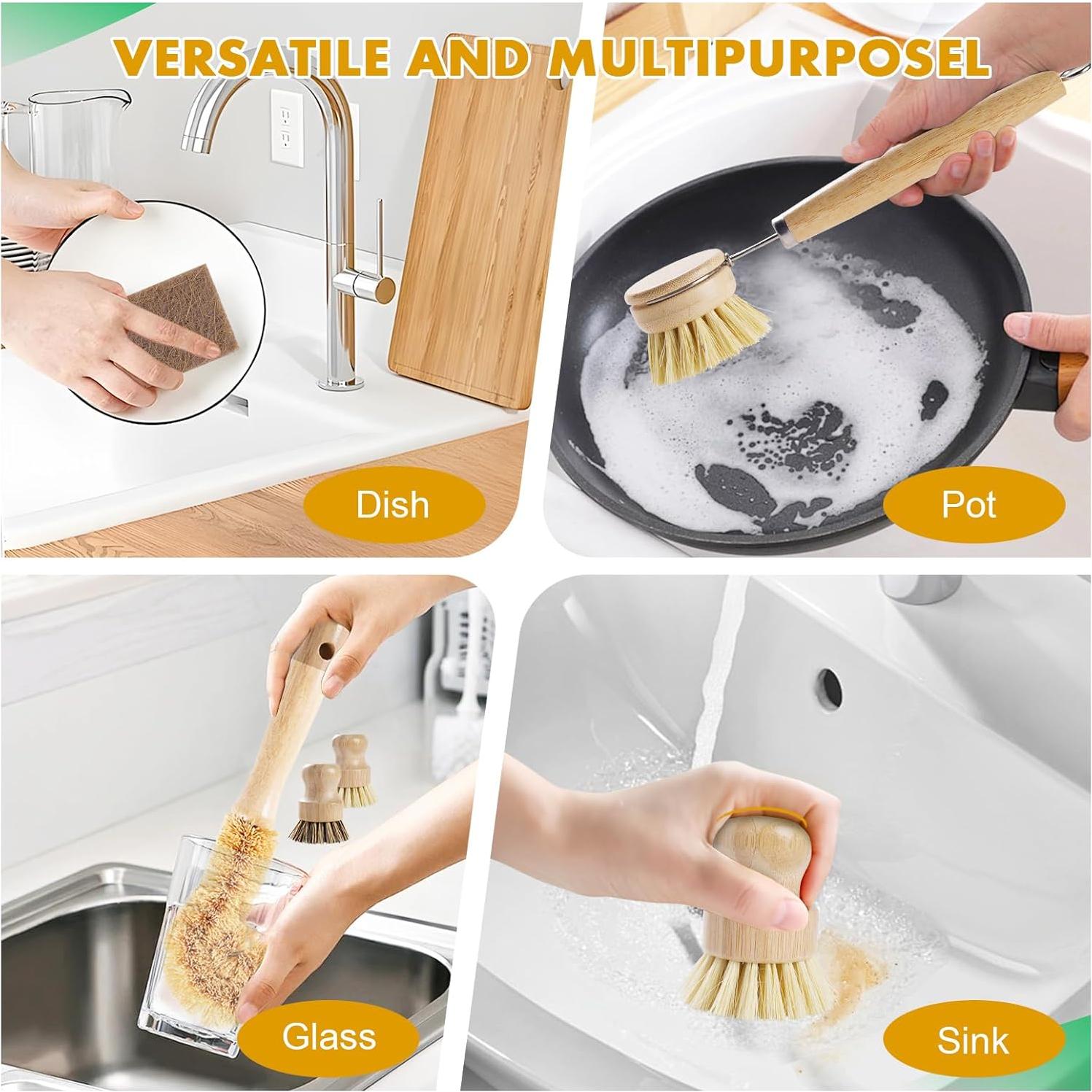 Juego de cepillos de limpieza DEBETOOL 6 piezas de bambú