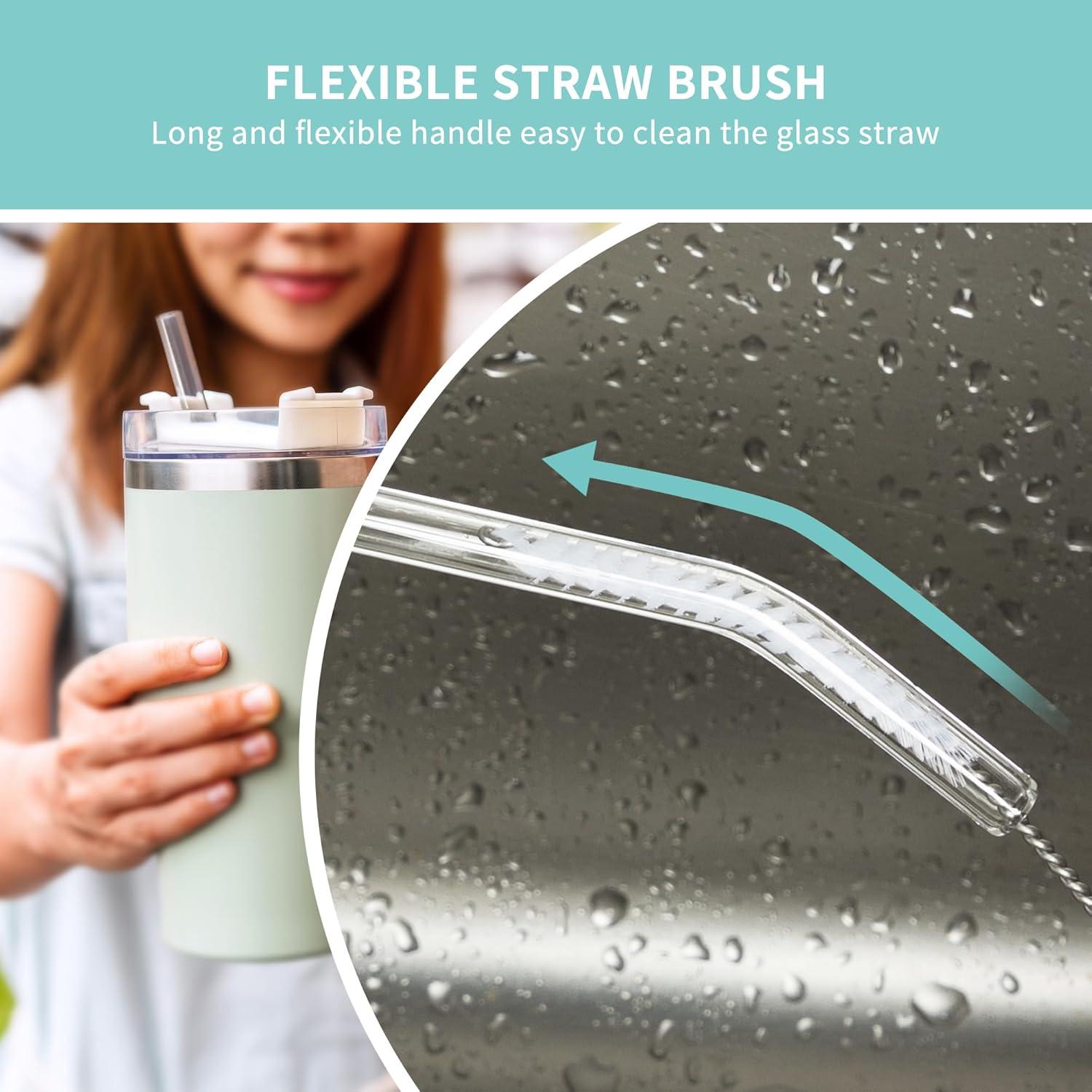 Cepillo de Botella 2 en 1 ROSEOK con Mango Largo y Cepillo para Pajitas