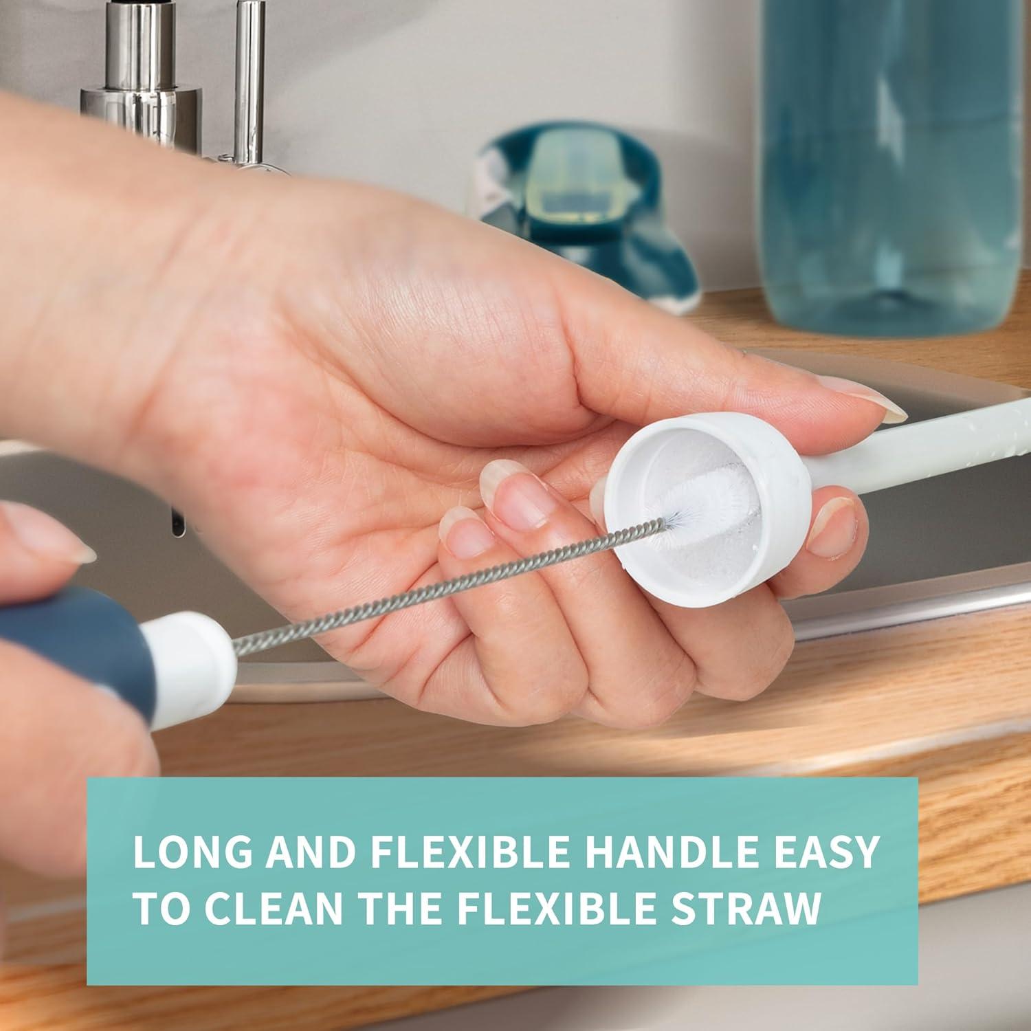 Cepillo de Botella 2 en 1 ROSEOK con Mango Largo y Cepillo para Pajitas