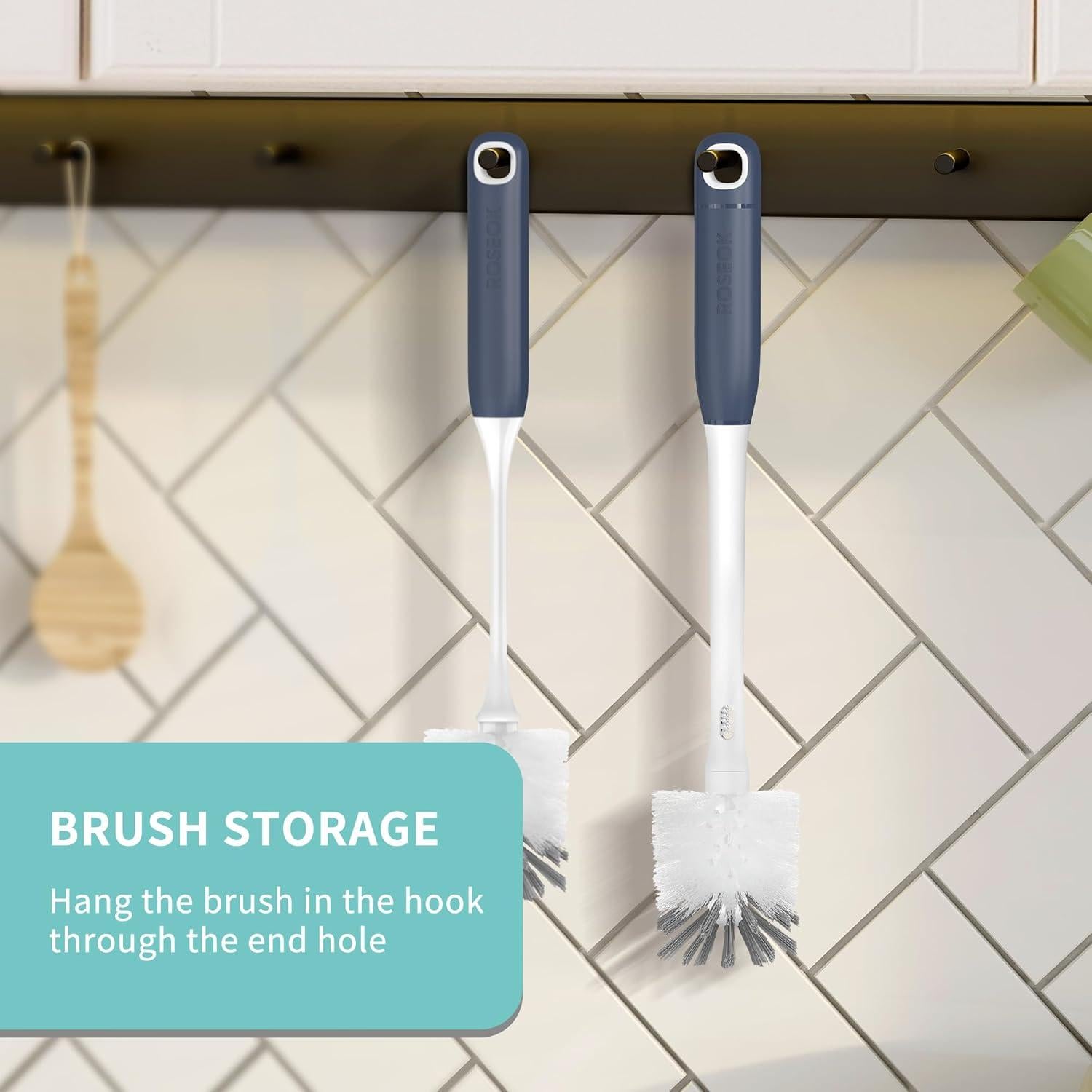 Cepillo de Botella 2 en 1 ROSEOK con Mango Largo y Cepillo para Pajitas