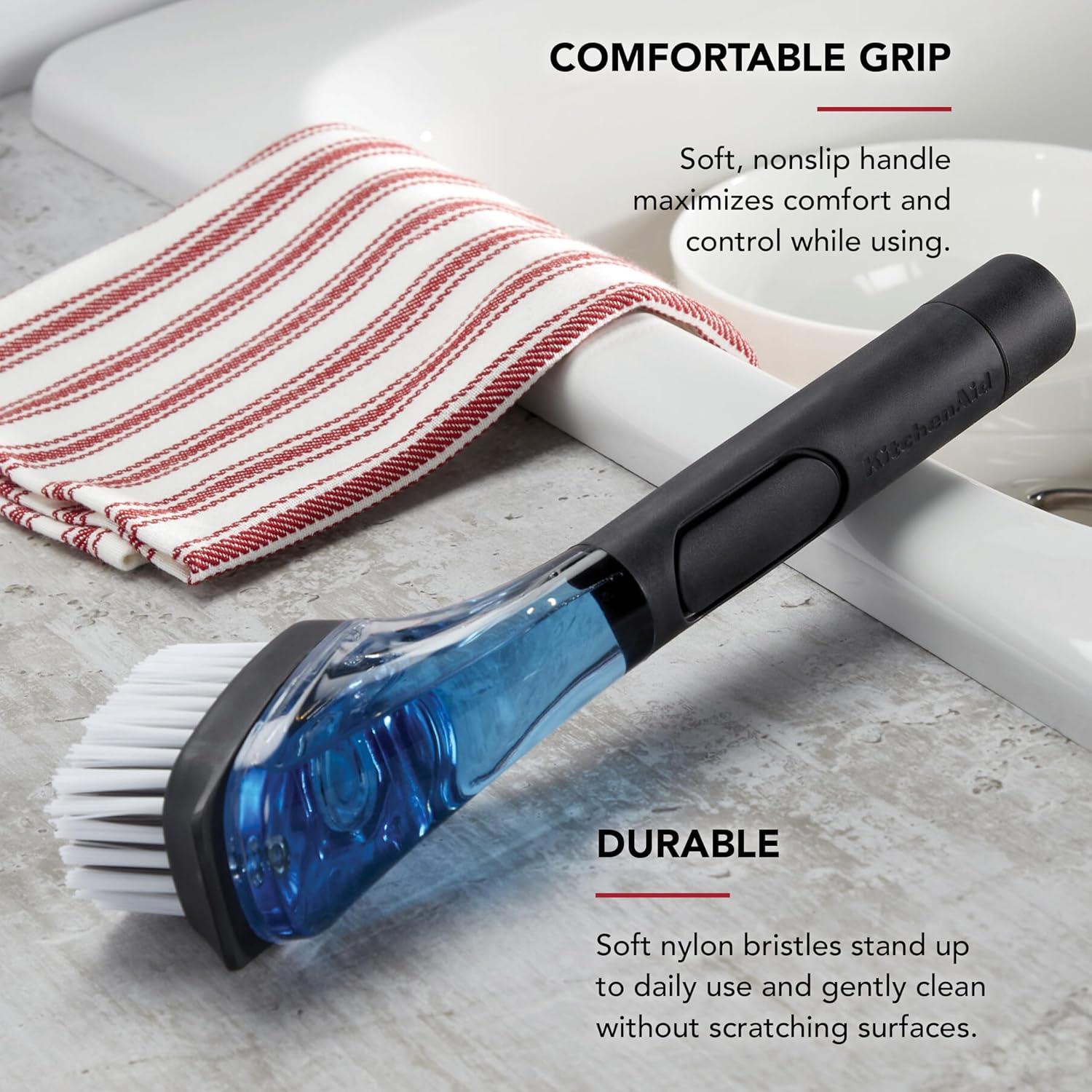 Cepillo de Fregadero KitchenAid con Dispensador de Jabón Negro