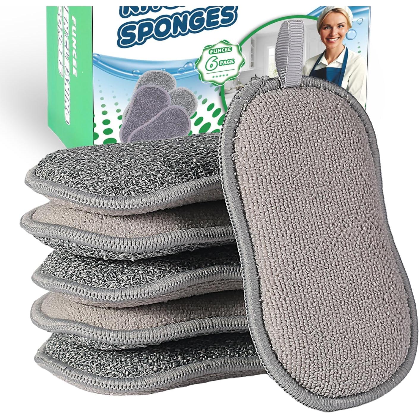 Esponjas de Doble Cara FunCee - Paquete de 6 Microfibra Ecológicas