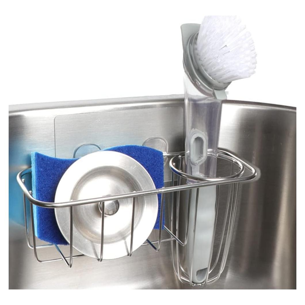Soporte de Esponja HULISEN 3-en-1 Acero Inoxidable Plata