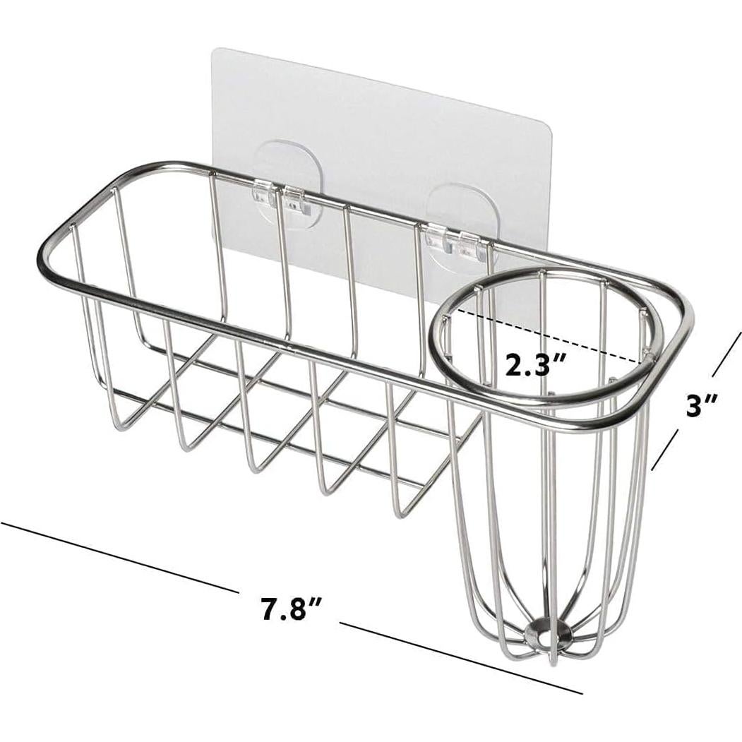 Soporte de Esponja HULISEN 3-en-1 Acero Inoxidable Plata