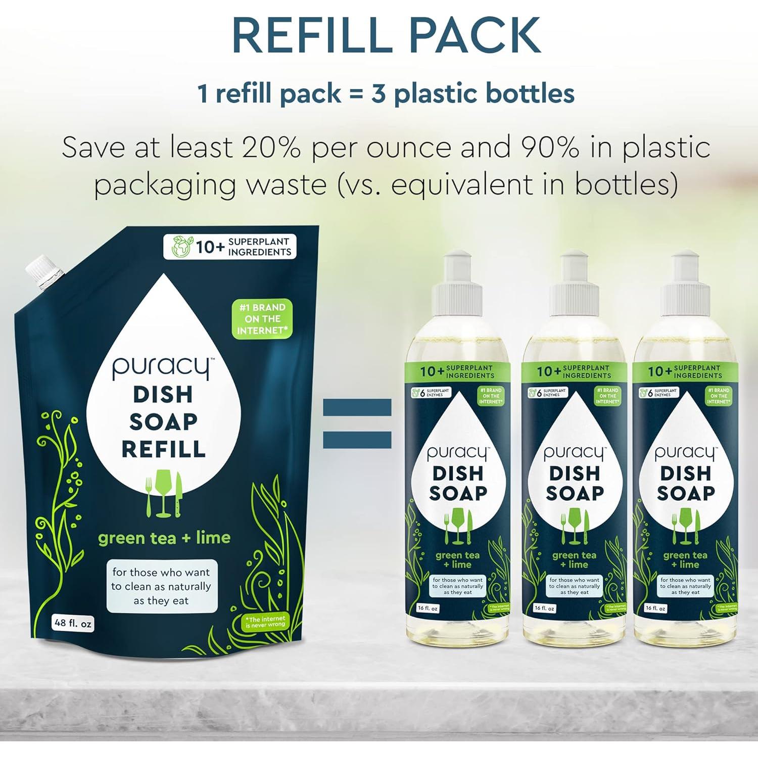 Jabón Líquido para Platos Puracy 1.42 L Té Verde y Lima