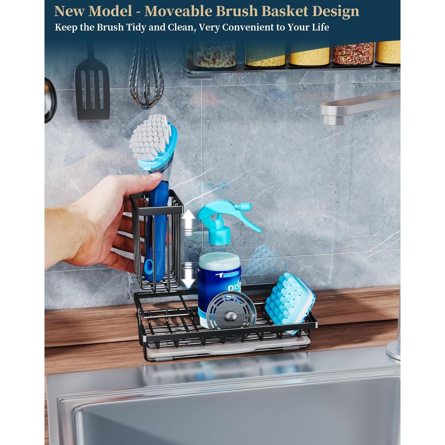 Soporte para Esponjas de Cocina Consumest - Acero Inoxidable Negro