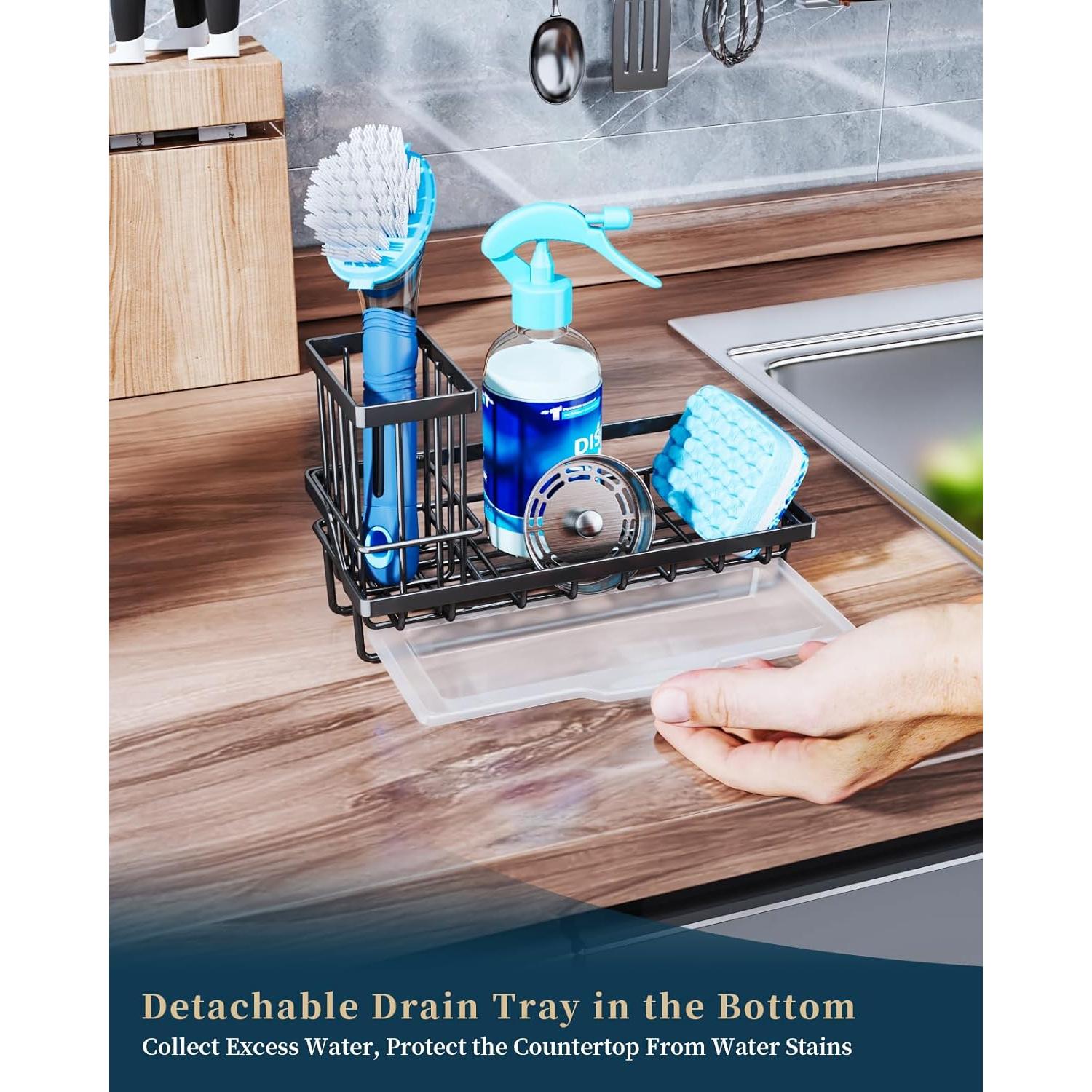 Soporte para Esponjas de Cocina Consumest - Acero Inoxidable Negro