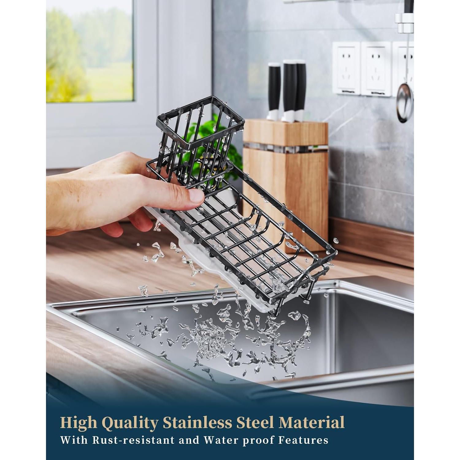 Soporte para Esponjas de Cocina Consumest - Acero Inoxidable Negro