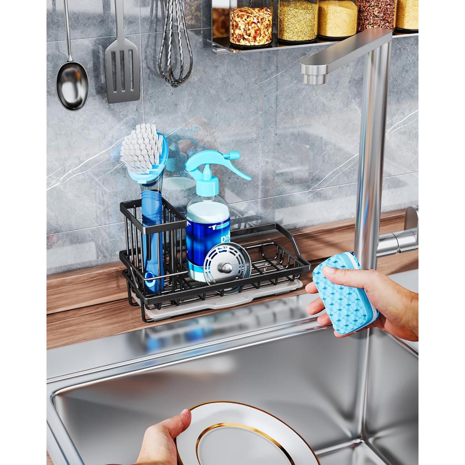 Soporte para Esponjas de Cocina Consumest - Acero Inoxidable Negro