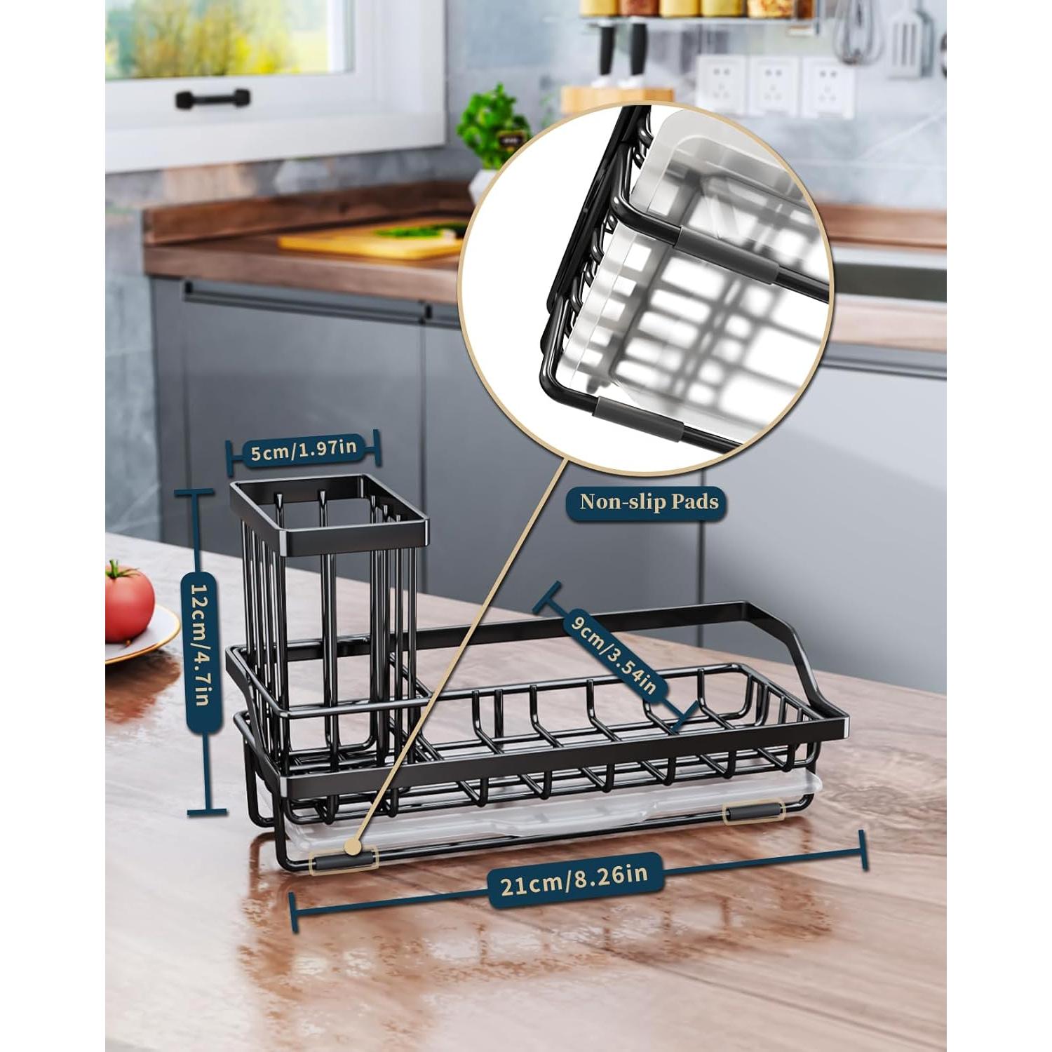 Soporte para Esponjas de Cocina Consumest - Acero Inoxidable Negro