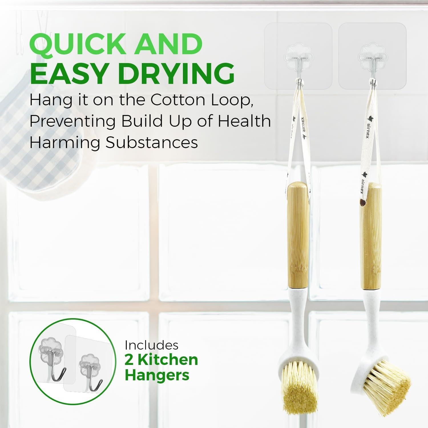 Juego de 2 cepillos de fregado AIRNEX de bambú y sisal