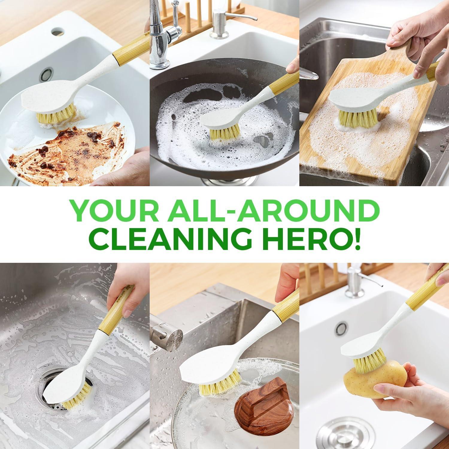 Juego de 2 cepillos de fregado AIRNEX de bambú y sisal