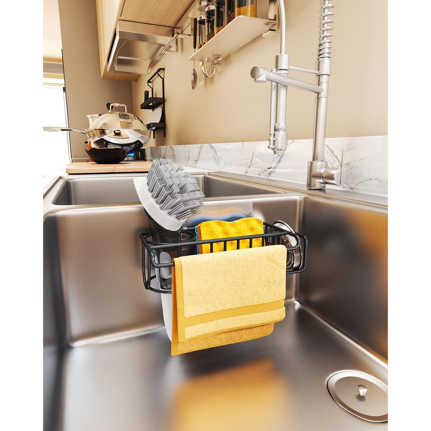 Soporte de Esponja Adhesivo HapiRm para Fregadero - Negro