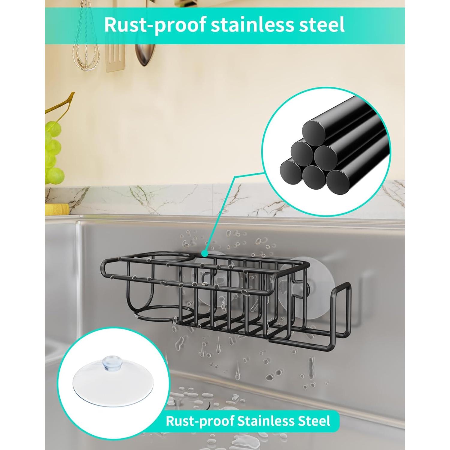 Soporte de Esponja Adhesivo HapiRm para Fregadero - Negro