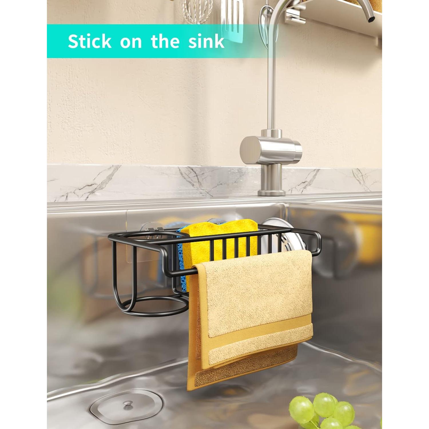 Soporte de Esponja Adhesivo HapiRm para Fregadero - Negro