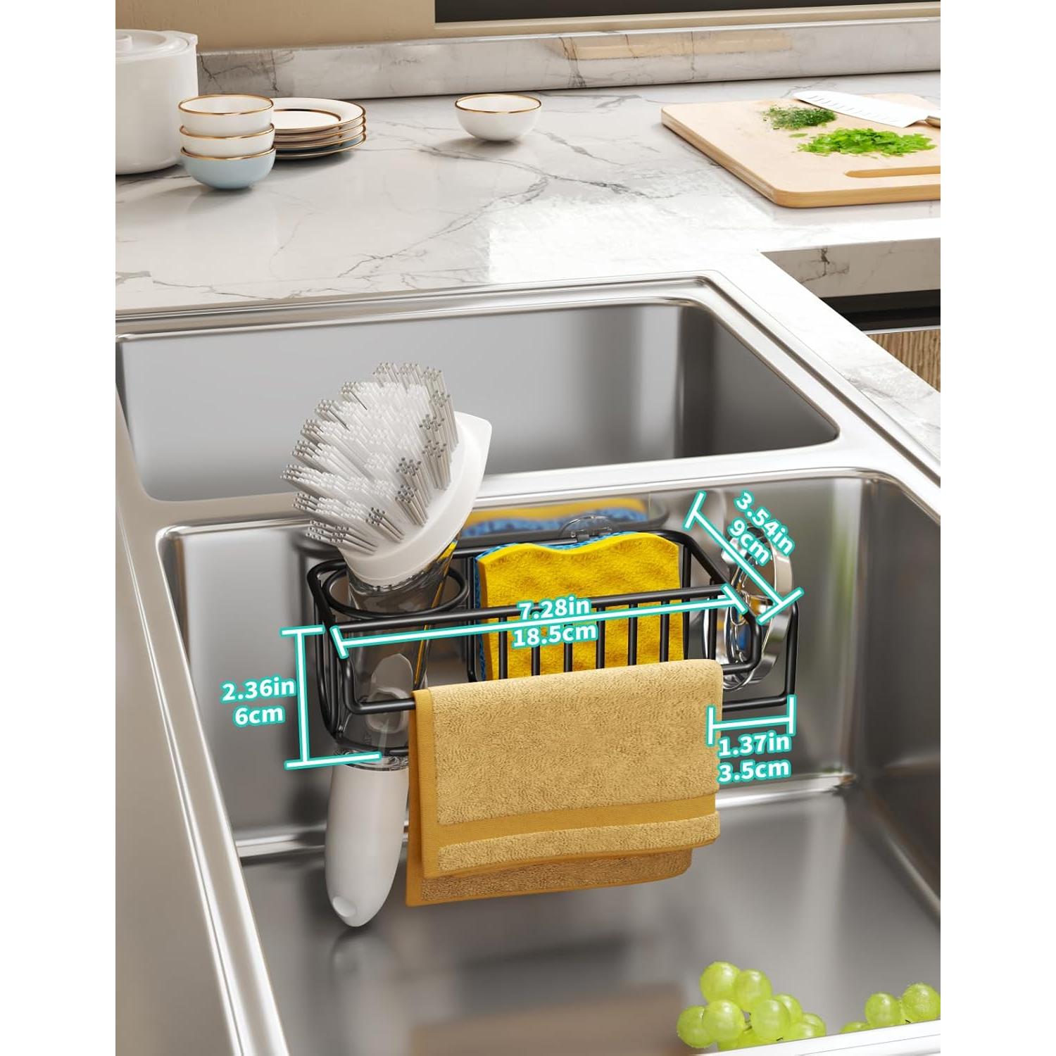 Soporte de Esponja Adhesivo HapiRm para Fregadero - Negro