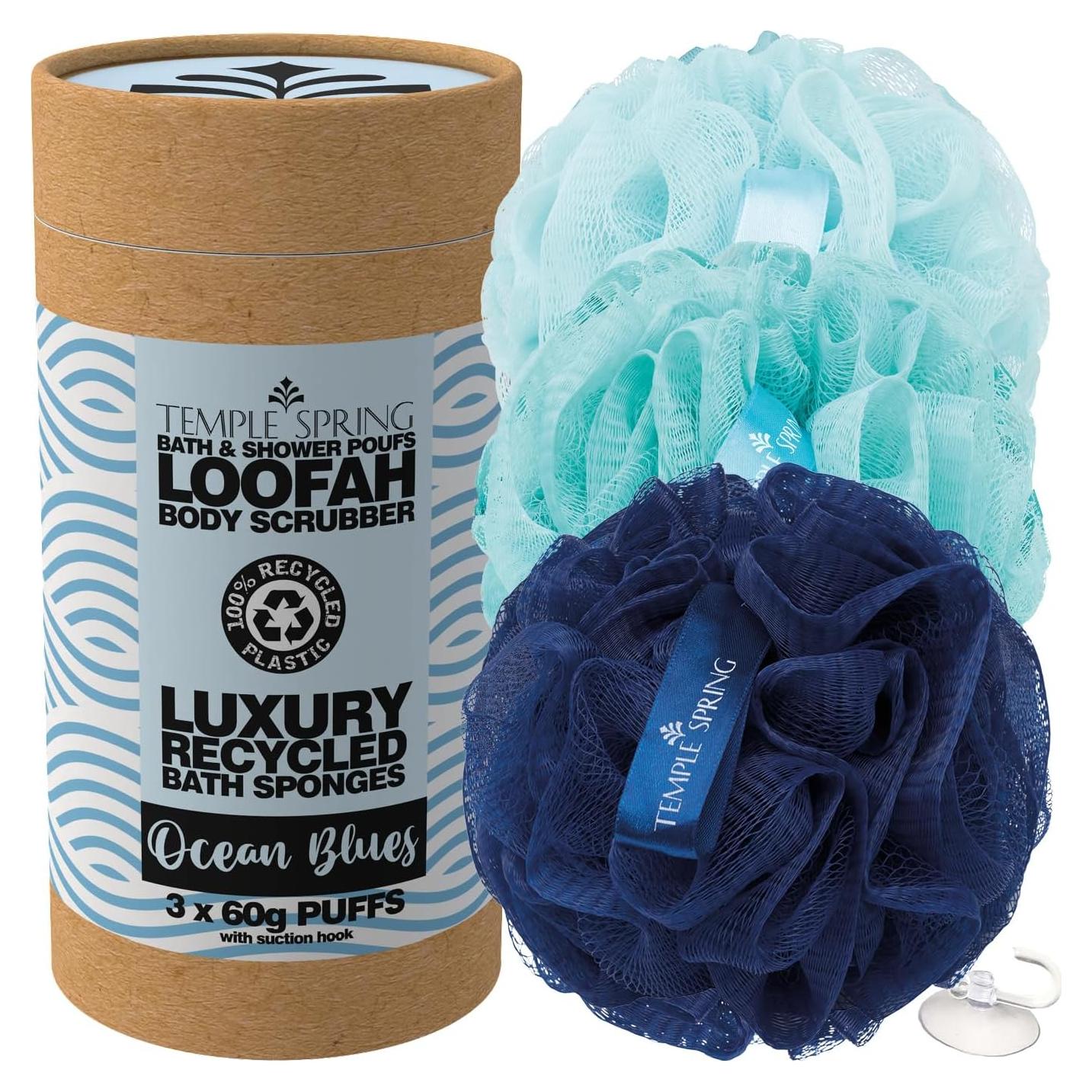 Esponja de Luffa Reciclada Temple Spring - Exfoliante Azul Océano