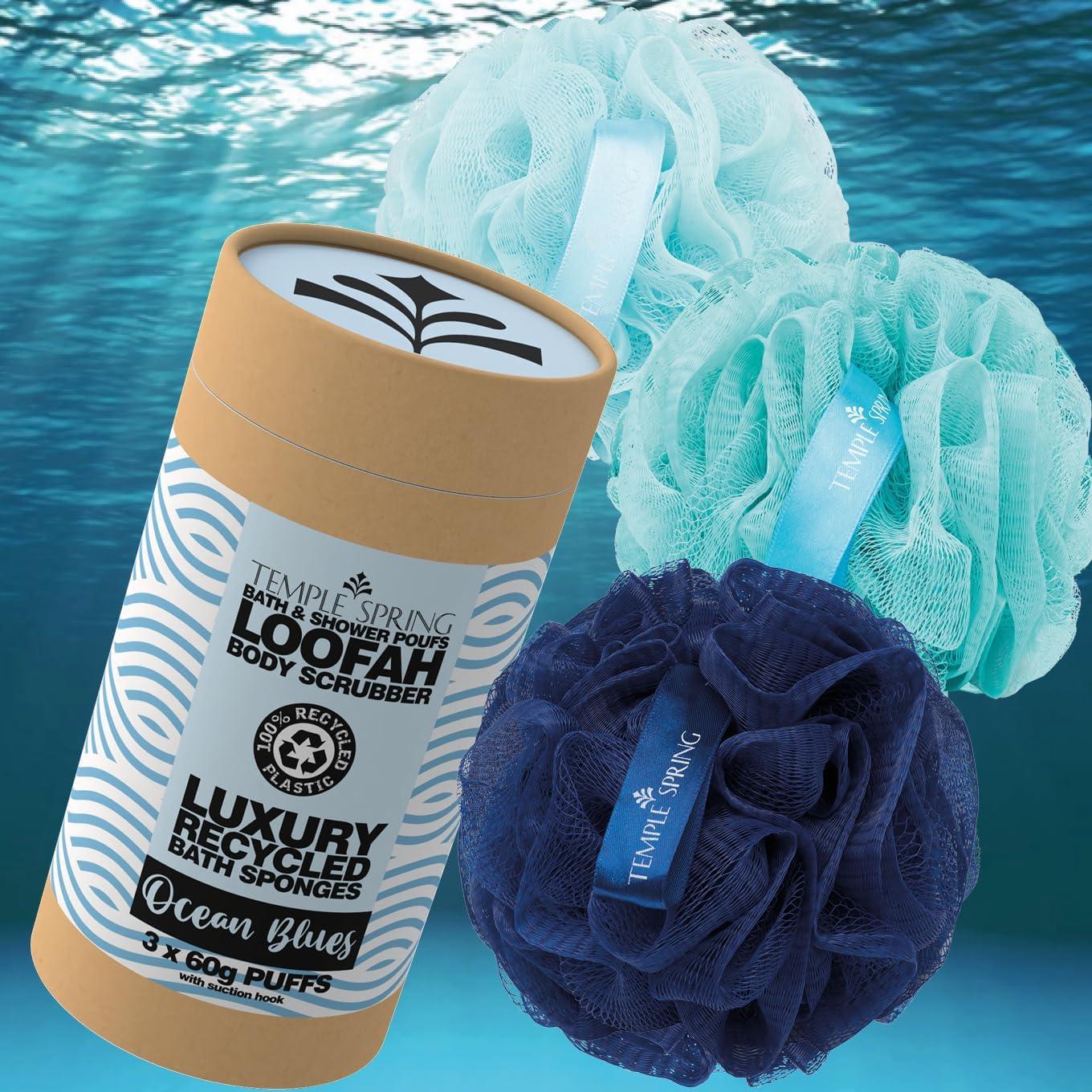 Esponja de Luffa Reciclada Temple Spring - Exfoliante Azul Océano